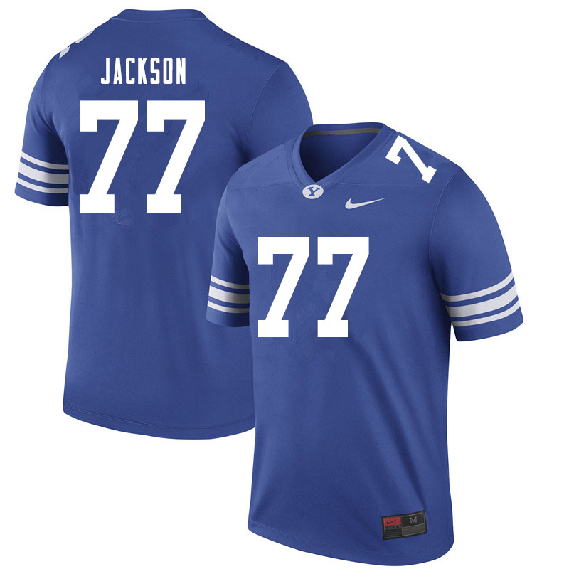 Men #77 Fisher Jackson BYU Cougars College Football Jerseys Sale-Royal